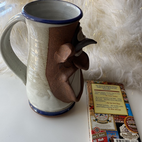 VINTAGE STONEWARE MAHON FACE MUG BEER LOVER FUNNY SIGNED HANDMADE Fathers Day - Picture 8 of 11